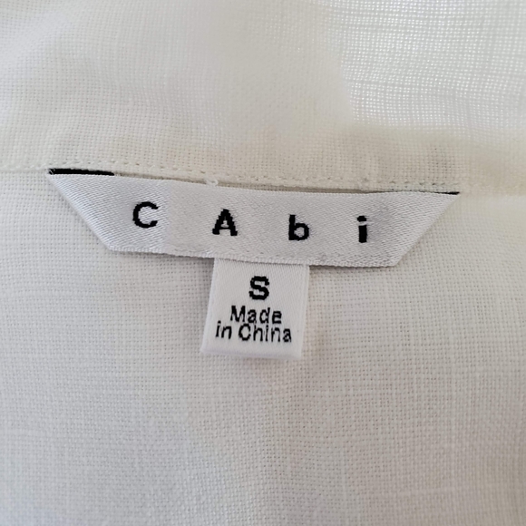 Cabi Jacket Womens Small White Linen Button Up Long Sleeve Mock Collar Coat - Picture 8 of 12